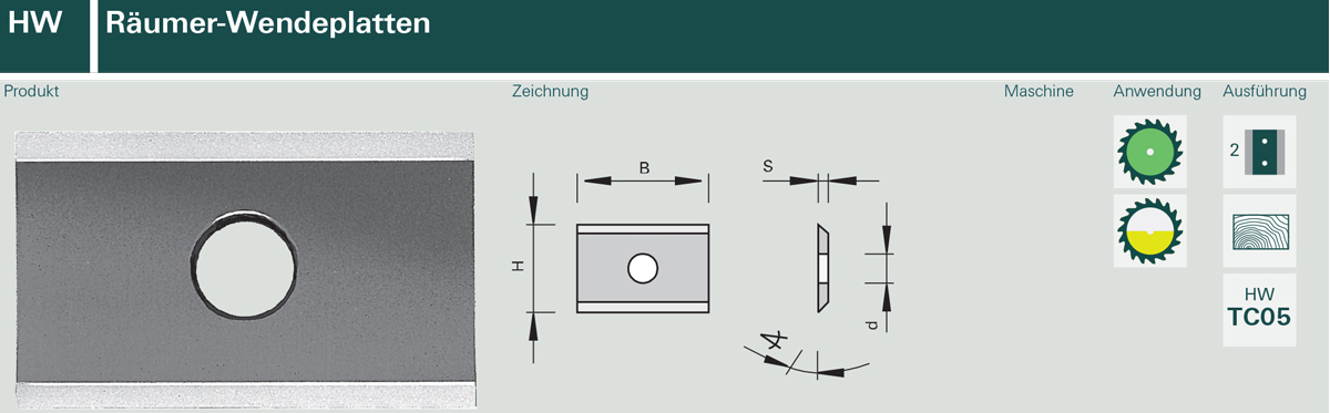 Wendeplatten HW mit 2 Schneidkanten